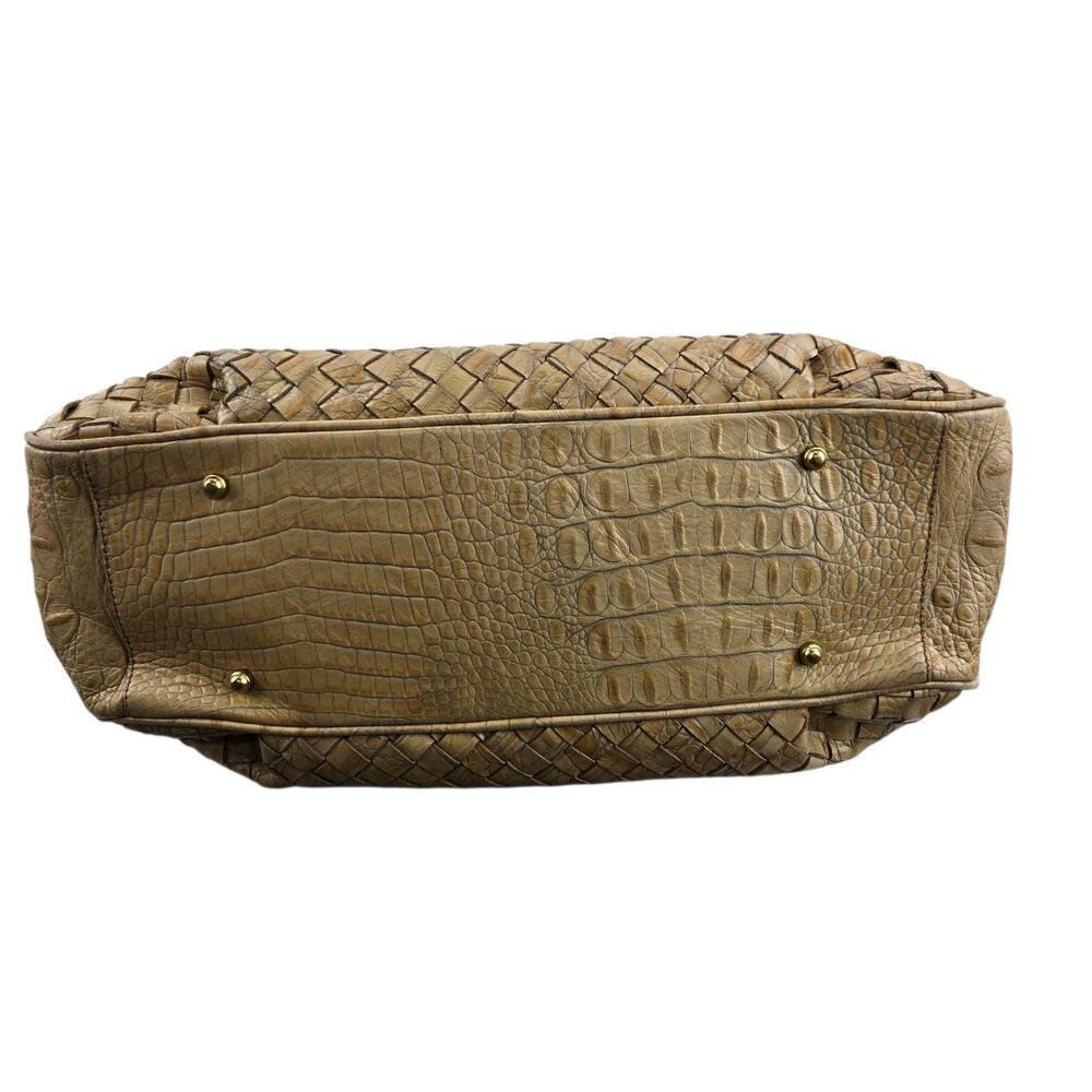 Authentic Brahmin Crossbody Satchel Tan Beige Basket Weave Gold Tone Hardware - Picture 5 of 12